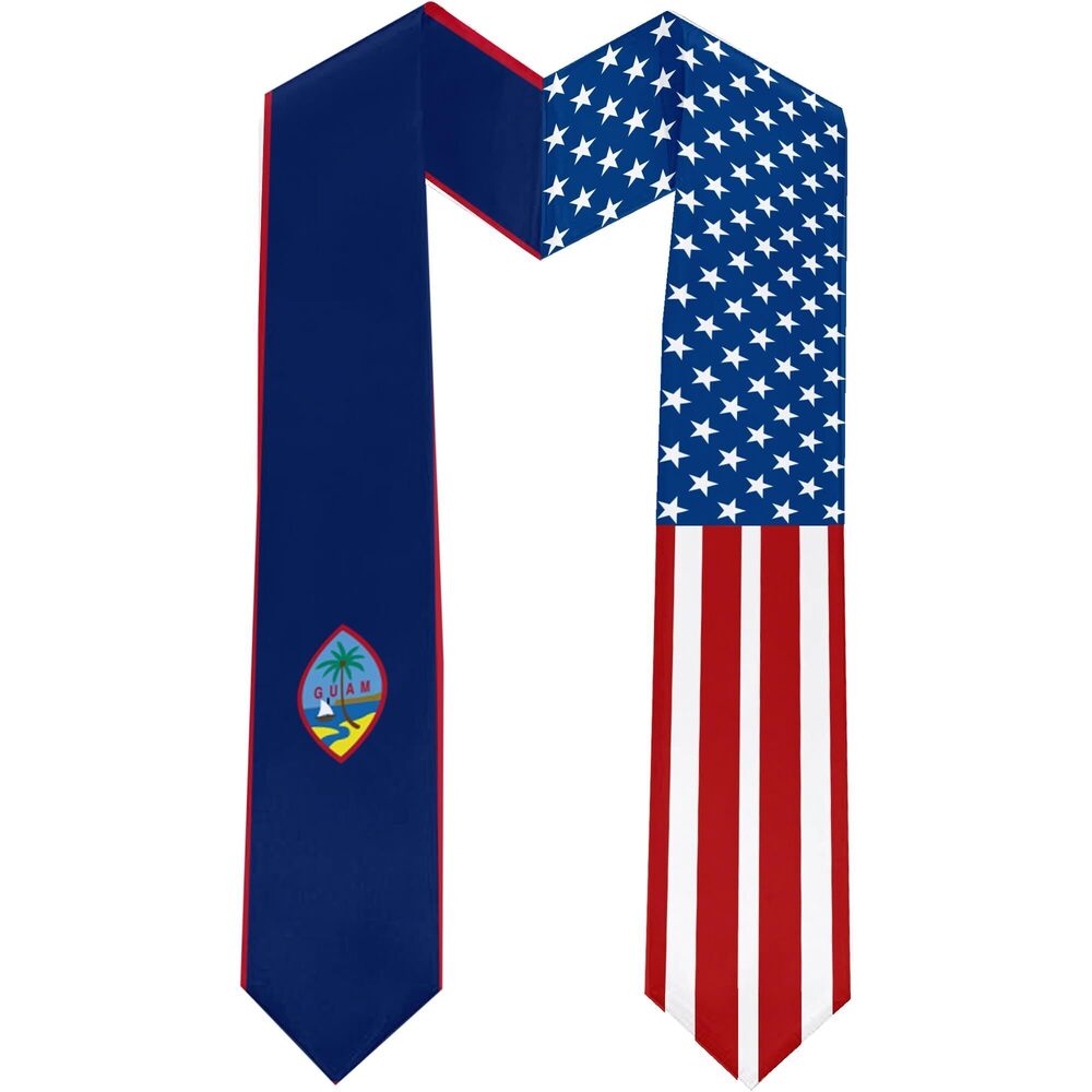 8100 2025 Guam Flag and USA Flag Graduation Stole Graduation Sash Class of